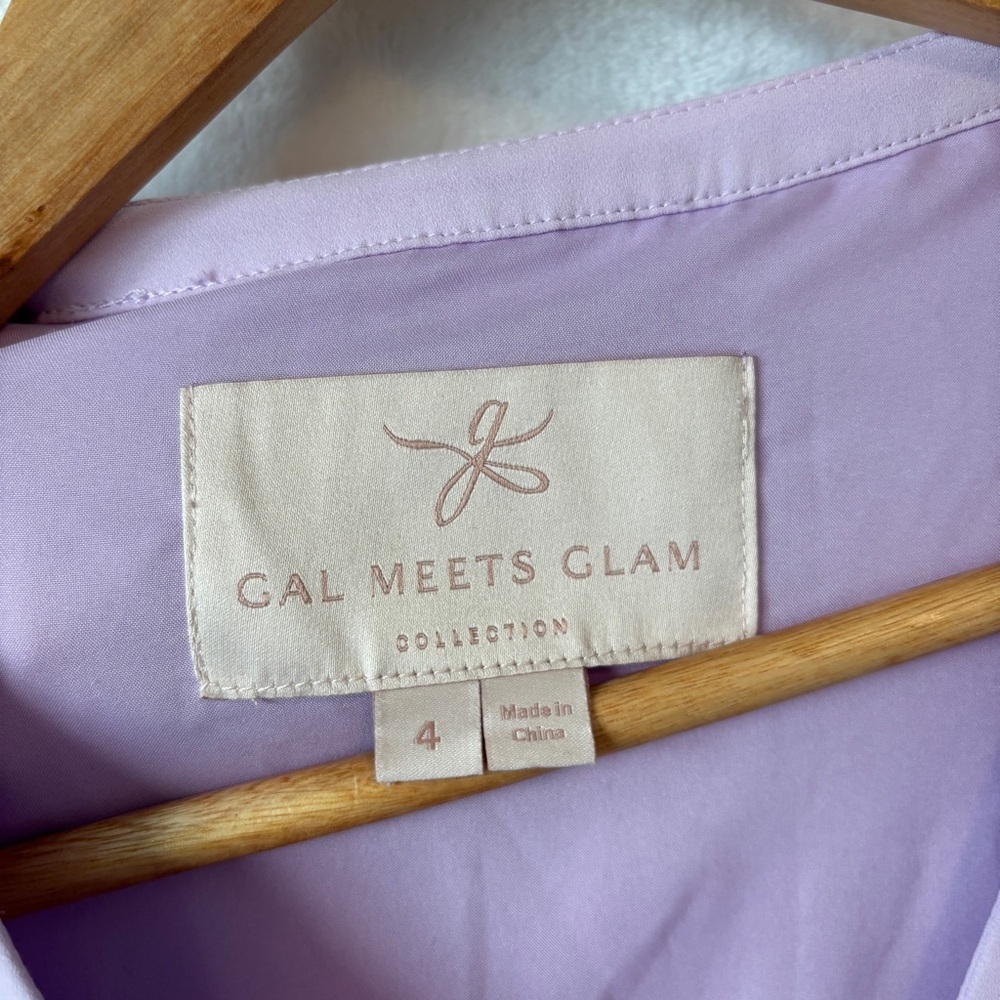 Gal Meets Glam womens purple lavender long sleeve mini Haley Ruffle Dress Size 4 - Picture 5 of 12